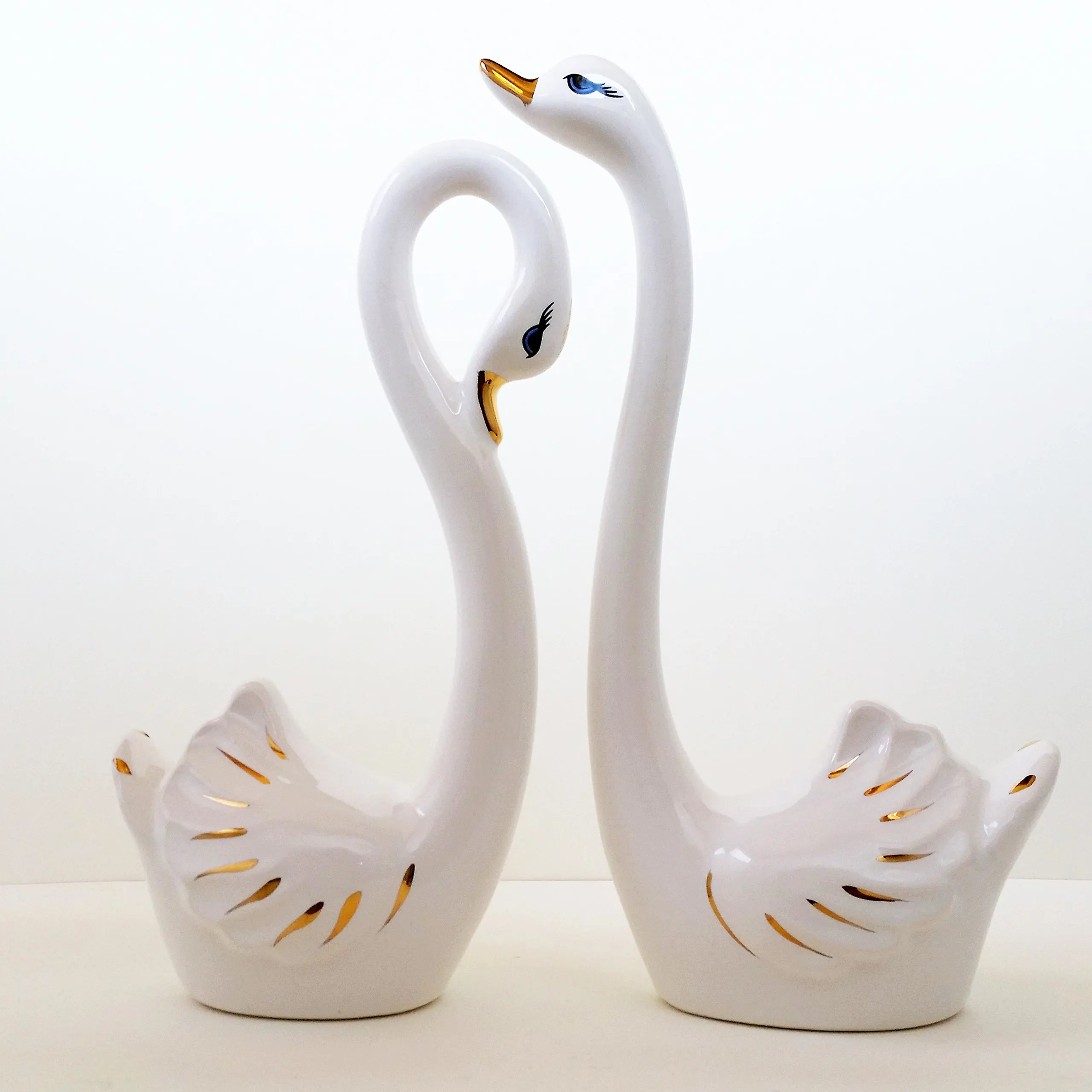 Set 2 Statuette Cigni In Ceramica – Eleganti E Raffinate, Ideali Come Centrotavola O Decorazione Per Matrimoni E Anniversari