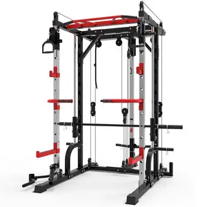 Mesin Smith Multifungsi Rumah, Mesin Crossover Kabel Gym Kekuatan Latihan Squat Rack Peralatan Latihan