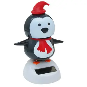 Decoración de coche energía solar pingüino bobblehead decoraciones regalos de Navidad animales de interior juguetes para niños