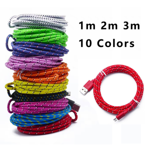 Câble de chargement <span class=keywords><strong>Micro</strong></span> <span class=keywords><strong>USB</strong></span>/type-c classique en Nylon tressé, câble de 10 couleurs, 1m, 2m et <span class=keywords><strong>3m</strong></span> - Product Image 2