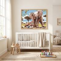 Kit de peinture par numéros sur toile DIY 40x50cm, éléphant et girafe, ensemble peint à la main pour la décoration murale de la chambre d'enfant