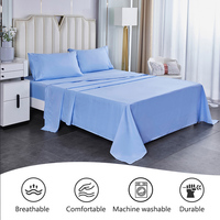 Ensemble de literie 4 pièces en polyester brossé couleur unie 85G avec drap plat, drap-housse et taies d'oreiller, fabricant OEM en gros