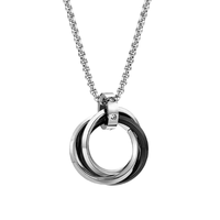 Collier pendentif à trois cercles tressés imbriqués en acier inoxydable pour cadeaux et fêtes
