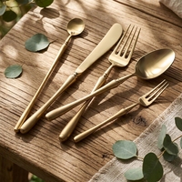 Ensemble de couverts de luxe en acier inoxydable 304, style japonais moderne, or mat et noir, cuillère, couteau, fourchette, forgés, pour mariage, dîner, banquet