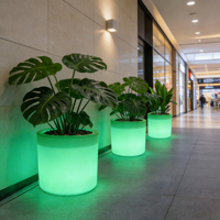 Pots de fleurs suspendus lumineux pour jardin, imperméables, à LED, changeant de couleur, avec un design minimaliste et rustique