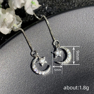 <b>Star</b> Moon Chain Tassel Long Earrings for Women Sweet Designer <b>Fashion</b> Jewelry - Product Image 3