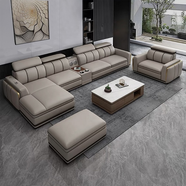 Modern Luxury New Leather Living Room Sectional Sofas Couches Corner Sofa Couch Bed Set Live Room Furniture for Sale Home Office