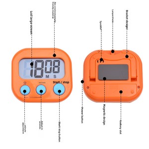 99-Minute Digital Kitchen <b>Timer</b> – Magnetic Countdown <b>Timer</b> for Cooking, Baking, BBQ, Exercise – Loud Alarm, Large Display, Stand - Product Image 2