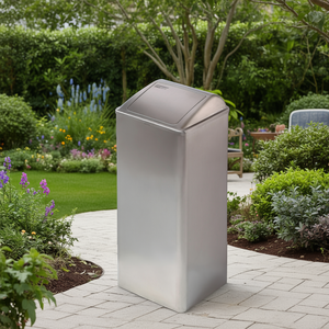 Cestino per Rifiuti in Acciaio Inox 80 L con Coperchio per Uso Interno ed Esterno - Product Image 3