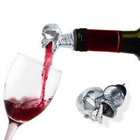Verseur de vin en alliage d'argent personnalisé en forme de crâne, accessoires pour le vin, cadeau d'Halloween, bouchon et verseur de vin créatifs en acier inoxydable