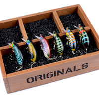 Señuelo de Pesca Warcraft Minnow, Hundimiento Lento, Acabado Pintado Realista, Plástico ABS, Señuelo Duro, Lanzamiento Largo, Anzuelos Crankbait, Pescado Mandarín
