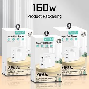 Adaptor Charger Dinding 160W dengan <span class=keywords><strong>3</strong></span> Port USB Pengisian Cepat USB-C Tipe C Quick Charge PD QC3.0 untuk Ponsel, Colokan EU US UK - Product Image 6