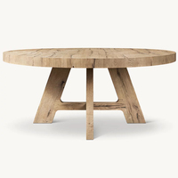 Table de salle à manger ronde moderne en chêne massif Davos Design élégant X-Base pour les salles à manger de luxe Hôtels et bureaux de direction