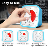 Yunbaoit Anpassbarer Küchentimer 60 Minuten Google Timer Uhr Geräuschloser Pomodoro Küchen-Kochtimer Countdown Visueller Zeitmesser