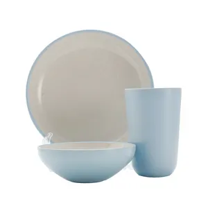 Conjunto de utensílios de mesa luxuosos de melamina de duas toneladas, louça de três peças, incluindo pratos, canecas, colheres, casamento escolar colorido