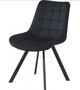 Şezlong silla chaises accent mutfak sandalyeleri Eetkamerstoel Felix kadife Groen Sedia da pranzo velluto Scuro e gambe metal nero