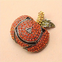 Broche vintage en forme de grande tête de citrouille avec strass pour Halloween, unisexe, tendance, pour les fêtes