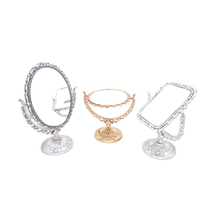 Accept Custom Shape Vintage French Style <strong>Gold</strong> Silver Color Doublesided Oval Shape Plastic Standing <strong>Table</strong> <strong>Mirror</strong> - Product Image 2