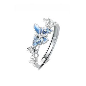 Bague papillon en cuivre bleu pour femmes, plaquée or, zircon de haute qualité, mode moderne, polyvalente, créative - Product Image 2