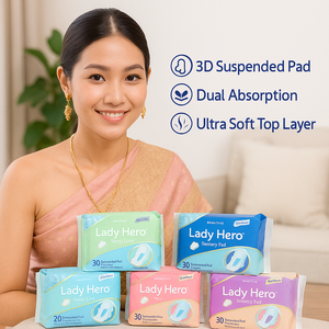 Superfície orgânica do algodão do fabricante ultra-fino das almofadas sanitárias do protetor do vazamento com o projeto da asa absorvente extra para o uso durante a noite - Product Image 2