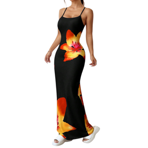 Vestido Casual <span class=keywords><strong>Elegante</strong></span> <span class=keywords><strong>para</strong></span> Mujer, Corte Entallado, Hombros Descubiertos, Estampado Floral en Contraste, Sin Mangas, <span class=keywords><strong>para</strong></span> la Noche - Product Image 2