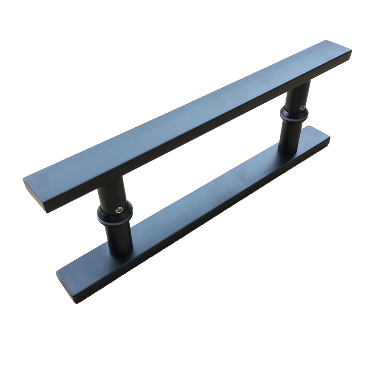 Modern Black H-shape 201 304 Stainless Steel Commercial Door Handle with T Square Pull Design