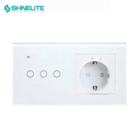 SHINELITE Interrupteur mural intelligent Wi-Fi 1 voie de bonne qualité avec télécommande (norme UE Allemagne) et prise USB A+C