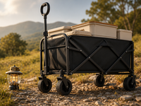 Chariot de camping pliable à ouverture arrière de 5 pouces, en tissu Oxford 600D, avec poignée réglable et roues en PVC, idéal pour le shopping, les sorties et les pique-niques – Offre Spéciale