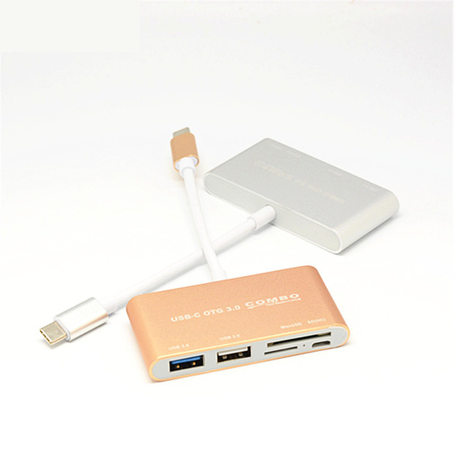 5 in 1 USB C to SD/TF Card Reader Multiport Adapter HUB 1USB+USB 2.0 Aluminum Alloy SD/TF Card Reader Adapter