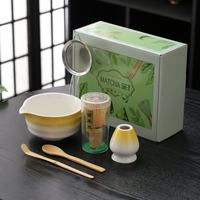 Kit de 6 outils japonais pour la préparation du matcha, comprenant un fouet, un bol, un tamis en acier inoxydable, une cuillère doseuse, un ensemble complet pour le thé