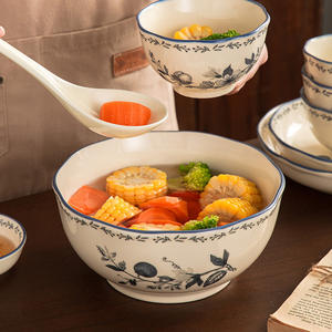 Cuenco de porcelana <span class=keywords><strong>azul</strong></span> y <span class=keywords><strong>blanca</strong></span> de estilo chino de lujo, plato de pescado de doble oreja, nueva <span class=keywords><strong>vajilla</strong></span> de cerámica para servir sopa de arroz, hoteles en casa - Product Image 4