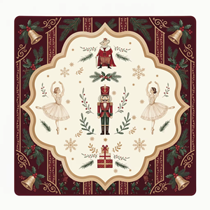Tapete de juego de Mahjong navideño vintage con diseño de Cascanueces, Bailarina y Rey Ratón, para mesa cuadrada - Product Image 1