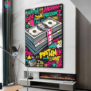 UNIART moderne argent dollar toile peinture imprime art <span class=keywords><strong>mural</strong></span> <span class=keywords><strong>image</strong></span> de rue décoration vivante sans <span class=keywords><strong>cadre</strong></span> <span class=keywords><strong>pour</strong></span> salon décor à la maison - Product Image 1