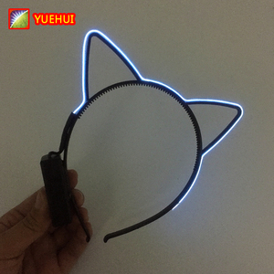 <span class=keywords><strong>Bandeau</strong></span> lumineux <span class=keywords><strong>LED</strong></span> néon avec oreilles de chat pour femmes, avec couronne scintillante, accessoires pour DJ, bar, boîte de nuit - Product Image 4