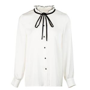 <span class=keywords><strong>Camicia</strong></span> Bianca da Ufficio per <span class=keywords><strong>Donna</strong></span> Primavera Autunno Traspirante in Poliestere Tessuto Manica Lunga con <span class=keywords><strong>Colletto</strong></span> a Foglia di Loto - Product Image 6