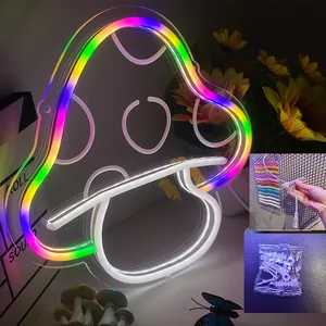 T fungo Neon segno LED decorazione murale fungo carino 3D USB lampada con interruttore dimmerabile per soggiorno
