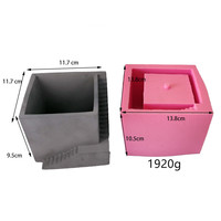 Moule en silicone DIY grand format, style européen et américain, pour support de pot en forme de cube, motif marches d'escalier double face