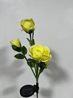 Lampes solaires d'extérieur modernes 3 pièces, lampes en forme de rose jaune, décoration de balcon et de jardin, éclairage paysager, piquets lumineux d'ambiance