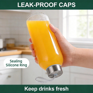 YONGSHINE Bottiglia d'<span class=keywords><strong>Acqua</strong></span> <span class=keywords><strong>in</strong></span> <span class=keywords><strong>Vetro</strong></span> Riutilizzabile 500ml 750ml 1000ml 18oz, <span class=keywords><strong>Vetro</strong></span> Soda-Lime con Coperchio, Logo Personalizzato per Viaggi e Succhi - Product Image 5