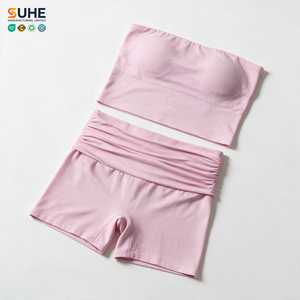 ชุดเซ็ตเสื้อครอปสายเดี่ยว SUHE กับกางเกงขาสั้นเอวสูง สีเทาล้วน ผ้าสแปนเด็กซ์ผสมคอตตอน ชุดโยคะ ระบายอากาศได้ดี ไร้ตะเข็บ 2 ชิ้น - Product Image 5