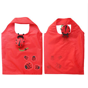 Sac de courses pliable réutilisable en polyester écologique personnalisé, imperméable, motif animal, sac fourre-tout mignon en forme de <span class=keywords><strong>coccinelle</strong></span> - Product Image 3