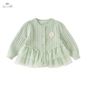 DB1261888 <span class=keywords><strong>DAVE</strong></span> BELLA Pull cardigan pour enfants, printemps, nouveau, filles, bébés, décontracté, tricoté, manches longues, manteau, mode, vêtements doux - Product Image 2