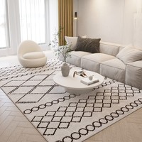 Tapis à lignes simples, similaire, pour chambre et salon, épais, doux pour la peau et résistant à la saleté, coussin de table basse et de canapé