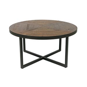 DB Wallace & Bay Faro Table basse ronde marron Table d'appoint mobile pour salon ou entrée en pierre et ciment - Product Image 3
