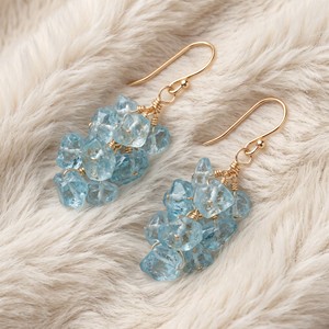 Ear Enlace Oem Odm 14K Gold Plated Wire Wrapped Cluster Rough Aquamarine Dangle Hook Earrings Natural Gemstone Women Jewelry - Product Image 3