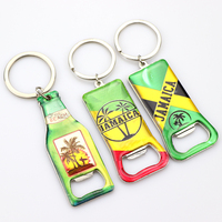 Porte-clés décapsuleur de bouteille de bière en métal de luxe avec revêtement en feuille d'époxy, souvenirs personnalisés de la Jamaïque