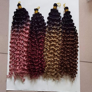 Tổng hợp tóc xoăn Crochet Dải bện sóng nước bó 14inch afro kinky xoăn tóc nhân tạo bện tóc Jerry Curl - Product Image 1
