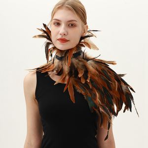 Écharpe de luxe en dentelle à plumes pour femme, style punk gothique, pour Halloween, cosplay, châle, cape, <span class=keywords><strong>col</strong></span> d'épaule, couleur personnalisée confortable - Product Image 6