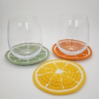 Sous-verre en coton fait main au crochet, motif citron, forme fruit, tapis isolant, jolie décoration ronde pour tasse à thé