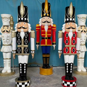 户外玻璃纤维胡桃夹子国王雕塑，用于圣诞节活动装饰，防水防腐，大尺寸，室内/室外皆可使用 - Product Image 1